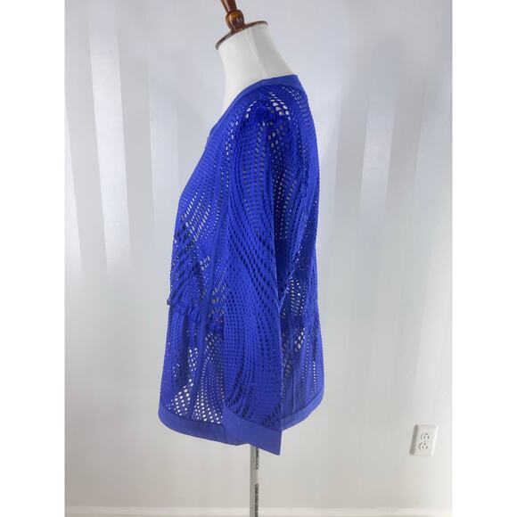 CHICO’S Zenergy Blue Full Front Zippered Open Knit Jacket - Picture 3 of 12